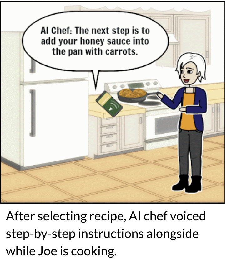 CookEase gives Joe spoken step-by-step cooking instructions