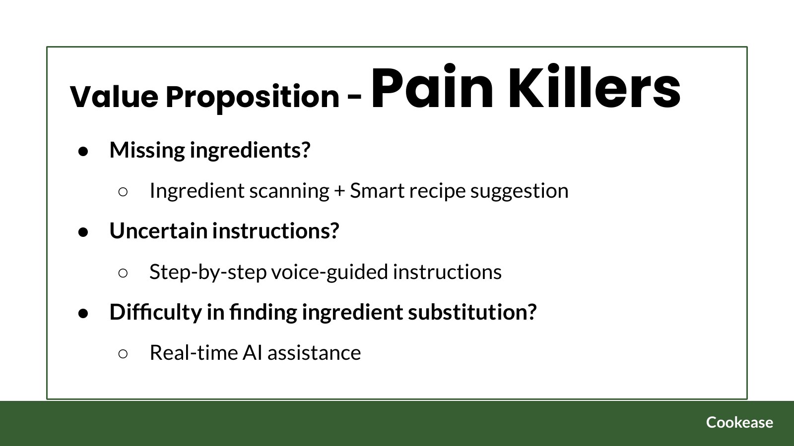 Value proposition pain killers