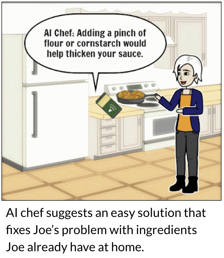 CookEase suggests ingredients Joe already has to thicken the sauce
